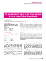 Kiến nghị hoàn thiện quy định về xử phạt vi phạm hành chính đối với các vi phạm về giữ gìn vệ sinh công cộng