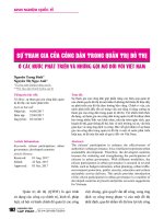 Sự tham gia của công dân trong quản trị đô thị ở các nước phát triển và những gợi mở đối với Việt Nam