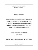 Quản trị rủi ro trong cho vay doanh nghiệp tại Công ty trách nhiệm hữu hạn Một Thành Viên Ngân hàng Nông nghiệp và Phát triển Nông thôn Việt Nam – Chi nhánh tỉnh Kon Tum
