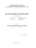 Hệ thống bài tập ngữ pháp tiếng Việt trong dạy thực hành cho người nước ngoài :  Đề tài NCKH. QX97.06