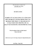 Nghiên cứu sự hài lòng của công dân đối với dịch vụ hành chính công tại bộ phận tiếp nhận và trả hồ sơ của Uỷ ban nhân dân phường Mỹ An, quận Ngũ Hành Sơn, thành phố Đà Nẵng