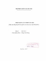 Nhận dạng các form tài liệu (Báo cáo tổng hợp đề tài nghiên cứu khoa học cấp ĐHQGHN) : Đề tài NCKH. QC.06.01
