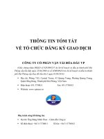 THÔNG TIN TÓM TẮT VỀ TỔ CHỨC ĐĂNG KÝ GIAO DỊCH CÔNG TY CỔ PHẦN VẬN TẢI HÓA DẦU VP