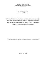 Đánh giá thực trạng và đề xuất giải pháp thực hiện tiêu chí môi trường và an toàn thực phẩm trong xây dựng mô hình nông thôn mới tại xã kim quan, huyện yên sơn, tỉnh tuyên quang 