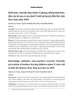 Kiến thức, thái độ, thực hành về phòng chống bệnh thủy đậu của bà mẹ có con dưới 5 tuổi tại huyện Đăk Hà, tỉnh Kon Tum năm 2018