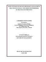 Effectiveness of human resource management practices in small and medium enterprises in thai nguyen province 