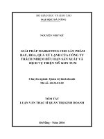 Giải pháp marketing cho sản phẩm rau, hoa, quả xứ lạnh của công ty trách nhiệm hữu hạn sản xuất và dịch vụ Thiện Mỹ Kon Tum