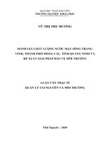 Đánh giá chất lượng nước mặt sông tràng vinh, thành phố móng cái, tỉnh quảng ninh và đề xuất giải pháp bảo vệ môi trường 