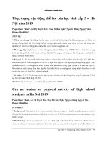 Thực trạng vận động thể lực của học sinh cấp 3 ở Hà Nội năm 2019