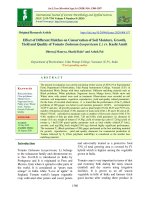 Effect of different mulches on conservation of soil moisture, growth, yield and quality of tomato (Solanum lycopersicum L.) cv. Kashi Amrit