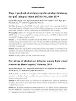 Thực trạng hành vi sử dụng rượu bia của học sinh trung học phổ thông tại thành phố Hà Nội, năm 2019