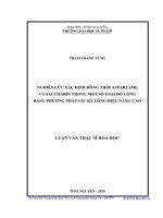 Nghiên cứu xác định đồng thời aspartame và saccharin trong một số loại đồ uống bằng phương pháp sắc ký lỏng hiệu năng cao 