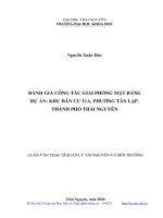 Đánh giá công tác giải phóng mặt bằng dự án khu dân cư 11a, phường tân lập, thành phố thái nguyên 