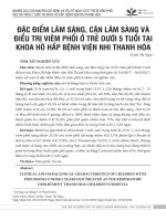 Đặc điểm lâm sàng, cận lâm sàng và điều trị viêm phổi ở trẻ dưới 5 tuổi tại khoa Hô hấp Bệnh viện Nhi Thanh Hóa