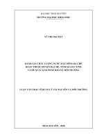 Đánh giá chất lượng nước mặt sông ba chẽ đoạn thuộc huyện ba chẽ, tỉnh quảng ninh và đề xuất giải pháp bảo vệ môi trường 