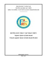 HƯỚNG DẪN THỰC TẬP NHẬN THỨC. NGÀNH QUẢN TRỊ KINH DOANH.CHUYÊN NGÀNH: QUẢN TRỊ KINH DOANH DU LỊCH