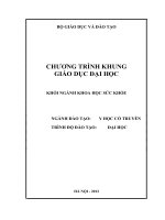 CHƯƠNG TRÌNH KHUNG GIÁO DỤC ĐẠI HỌC.KHỐI NGÀNH KHOA HỌC SỨC KHỎE NGÀNH ĐÀO TẠO: Y HỌC CỔ TRUYỀN TRÌNH ĐỘ ĐÀO TẠO: ĐẠI HỌC