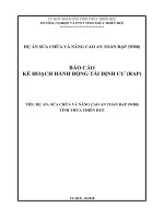 BÁO CÁO KẾ HOẠCH HÀNH ĐỘNG TÁI ĐỊNH CƯ (RAP)TIỂU DỰ ÁN: SỬA CHỮA VÀ NÂNG CAO AN TOÀN ĐẬP (WB8)TỈNH THỪA THIÊN HUẾ