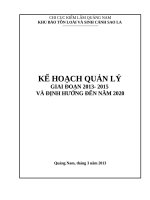 KHU BẢO TỒN LOÀI VÀ SINH CẢNH SAO LA . KẾ HOẠCH QUẢN LÝ GIAI ĐOẠN 2013- 2015 VÀ ĐỊNH HƯỚNG ĐẾN NĂM 2020