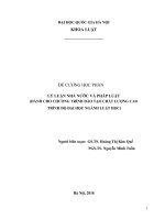 ĐỀ CƯƠNG HỌC PHẦN. LÝ LUẬN NHÀ NƯỚC VÀ PHÁP LUẬT(DÀNH CHO CHƯƠNG TRÌNH ĐÀO TẠO CHẤT LƯỢNG CAO TRÌNH ĐỘ ĐẠI HỌC NGÀNH LUẬT HỌC)