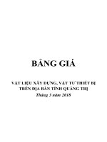 BẢNG GIÁ VẬT LIỆU XÂY DỰNG, VẬT TƯ THIẾT BỊ TRÊN ĐỊA BÀN TỈNH QUẢNG TRỊ Tháng 3 năm 2018