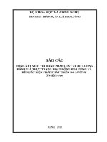 TỔNG KẾT VIỆC THI HÀNH PHÁP LUẬT VỀ ĐO LƯỜNG,ĐÁNH GIÁ THỰC TRẠNG HOẠT ĐỘNG ĐO LƯỜNG VÀ ĐỀ XUẤT BIỆN PHÁP PHÁT TRIỂN ĐO LƯỜNG Ở VIỆT NAM