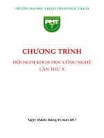 TRƯỜNG ĐẠI HỌC Y KHOA PHẠM NGỌC THẠCH. CHƯƠNG TRÌNH HỘI NGHỊ KHOA HỌC CÔNG NGHỆ LẦN THỨ X