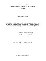 Tóm tắt luận án Tiến sĩ Kinh tế: Các nhân tố ảnh hưởng đến lợi ích kế toán trong giai đoạn sau triển khai hệ thống hoạch định nguồn lực doanh nghiệp (ERP) tại các doanh nghiệp