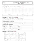 Môn toán lớp 5: đề thi học kỳ 2 năm 2019 2020 đề 3