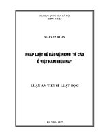Pháp luật về bảo vệ người tố cáo ở việt nam hiện nay luận án TS  luật 623801 