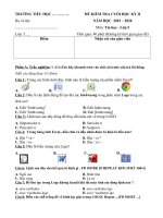 Môn tin học lớp 5: đề thi học kỳ 2 năm 2019 2020 đề 1