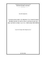 Vận dụng dạng thức câu hỏi pisa và lý thuyết khảo thí hiện đại để xây dựng công cụ đánh giá kết quả học tập phần cơ học vật lý 10 – trung học phổ thông  văn  