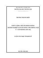 Chất lượng cho vay Khách hàng doanh nghiệp tại Ngân hàng TMCP Đông Nam Á – Chi nhánh Láng Hạ
