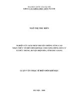 Nghiên cứu giải pháp truyền thông nâng cao năng lực nhận thức về biến đổi khí hậu cho cộng đồng dân cư xã đức thắng, huyện hiệp hòa, tỉnh bắc giang luận văn ths  biến đổi khí hậu  