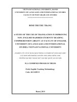 A study of the use of translation in improving non majored english students’ reading comprehension at the faculty of english, university of languages and international studies, 