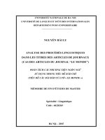 Analyse des procédés linguistiques dans les titres des articles de journaux (cas des articles du journal le monde)  