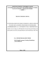 An investigation into the IT students’ application of vocabulary guessing strategies in ESP reading comprehension at a university in bac ninh province   