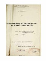 Vai trò xã hội của tôn giáo ở việt nam hiện nay   một số vấn đề lí luận và thực tiễn  luận án PTS  triết học 05 01 02 