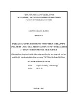 Increasing grade 10 students’ motivation in learning english by using oral presentation an action research at doan thi diem private high school  