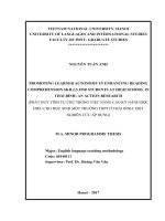 Promoting learner autonomy in enhancing reading comprehension skills for students at high school in thái bình an action research 