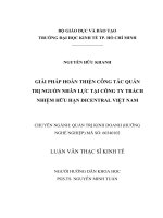 Giải pháp hoàn thiện công tác quản trị nguồn nhân lực tại công ty trách nhiệm hữu hạn DICENTRAL việt nam 