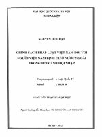Chính sách pháp luật việt nam đối với người việt nam định cư ở nước ngoài trong bối cảnh hội nhập 