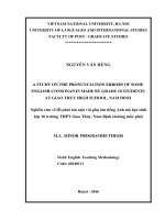 A study on the pronunciation errors of some english consonants made by grade 10 students at giao thuy high school, nam dinh 