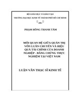 Mối quan hệ giữa quản trị vốn luân chuyển và hiệu quả tài chính của doanh nghiệp   bằng chứng thực nghiệm tại việt nam 