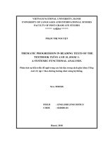 Thematic progression in reading texts of the textbook tiếng anh 10, book 1 a systemic functional analysis   