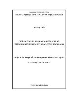 Quản lý ngân sách nhà nước cấp xã trên địa bàn huyện lục ngạn, tỉnh bắc giang 