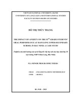 The impact of anxiety on the 10th grade students’oral performance at ham long upper secondary school in bac ninh a case study 