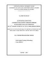 An investigation into common paragraph cohesion errors in english language writings by 11th grade students at tùng thiện high school  