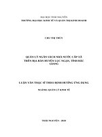 Quản lý ngân sách nhà nước cấp xã trên địa bàn huyện lục ngạn, tỉnh bắc giang 