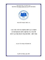 Các yếu tố tác động đến lựa chọn cơ sở khám chữa bệnh của người dân tại thị trấn thạnh phú   bến tre 